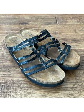 Naot Betty Strappy Leather Slide Sandals Comfort Shoes Rhinestone Womens Size 10